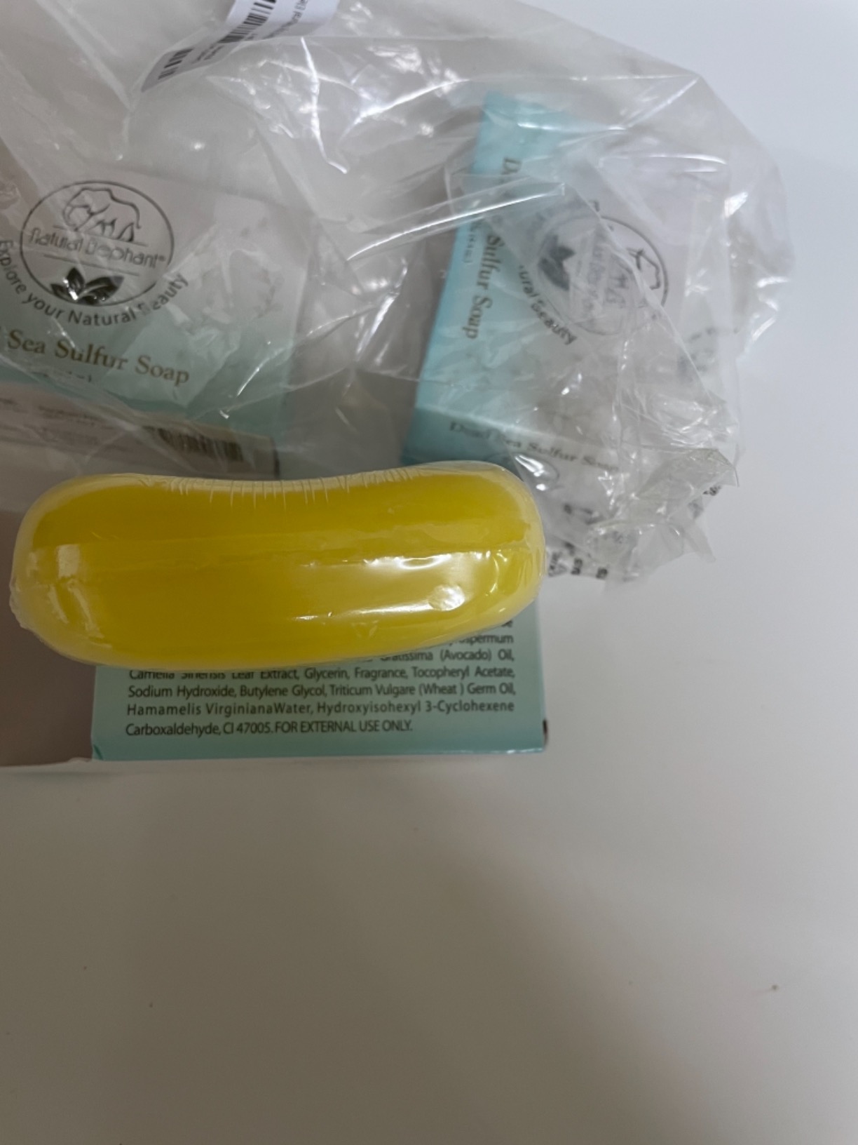 Natural Elephant Dead Sea Sulfur Soap Bar | Clarifying Face & Body Wash with Dead Sea Salt & Aloe Vera | 4.4 oz (125 g) customer photo 2