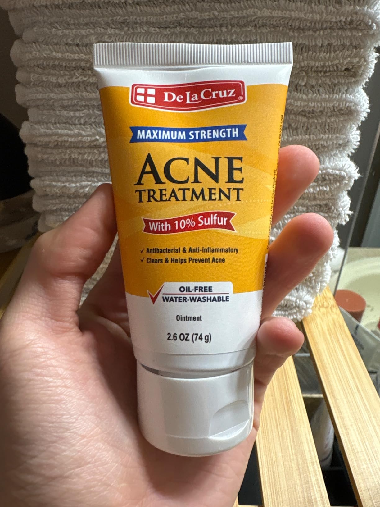 De La Cruz 10% Sulfur Ointment, Cystic Acne Treatment Face, Body 2.6oz tube customer photo 2