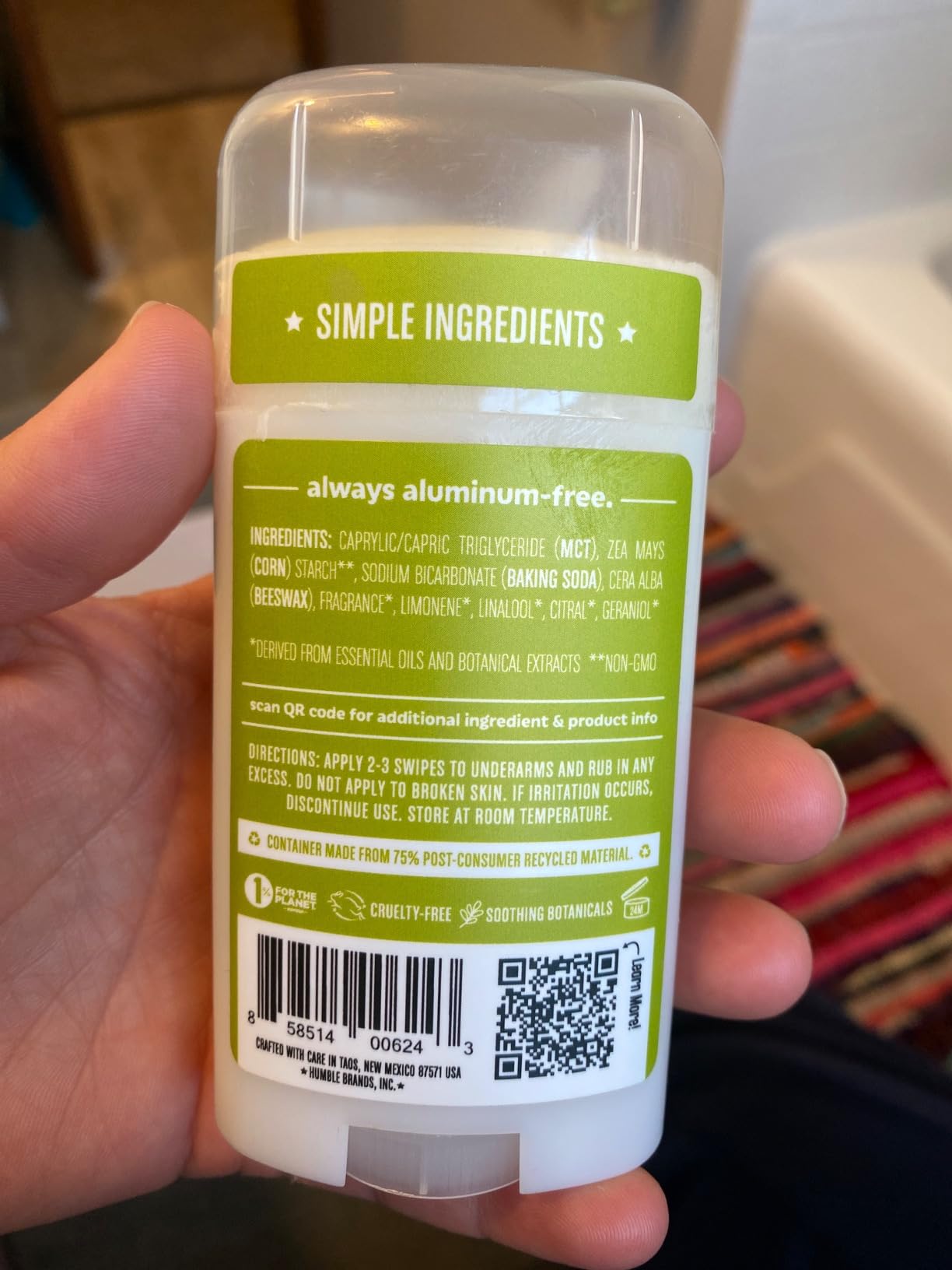 Humble Aluminum-Free Deodorant for Women & Men, Moroccan Rose - Clean & Fresh Natural Deodorant Stick with Essential Oils for Long-Lasting Odor Control - 1 Pack customer photo 2