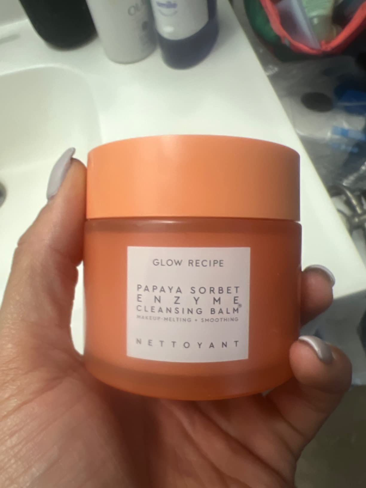 Glow Recipe Papaya Enzyme Cleansing Balm, Korean Double Cleanse First Cleanser, Makeup Remover + Cleansing Oil Balm, Gentle Exfoliating Face Cleanser, Hydrating (3.38 oz) customer photo 2