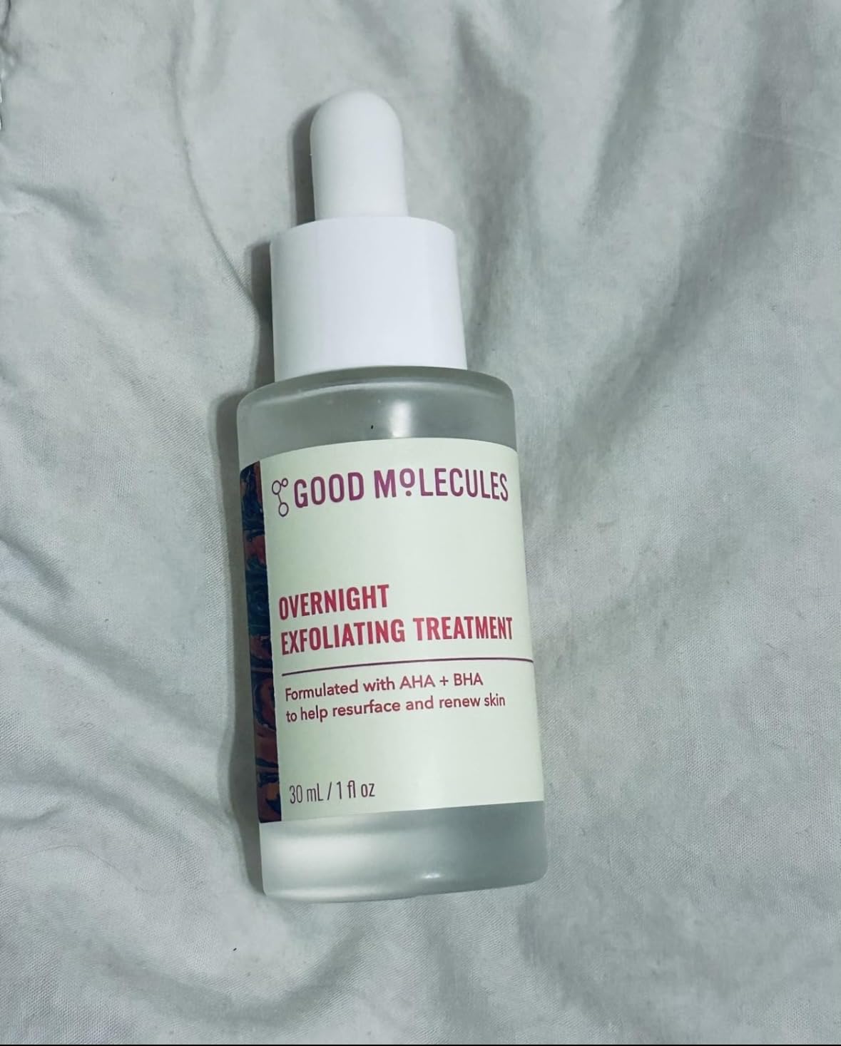 Good Molecules Overnight Exfoliating Treatment, AHA BHA Exfoliant, 1 fl oz | Resurfaces and renews the look of skin overnight with AHA and BHA. Use up to 3 nights a week with daytime SPF. customer photo 2