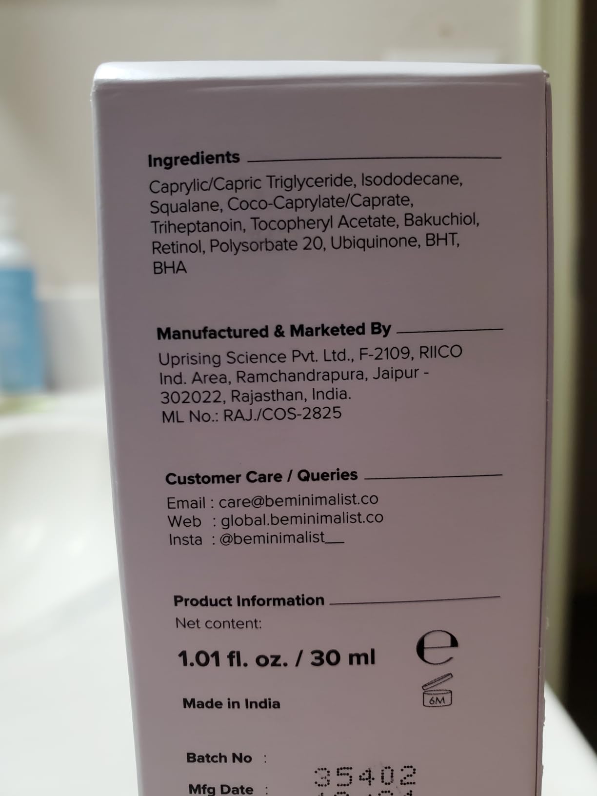 Retinol 0.3% Face Serum With Squalane & Bakuchiol for Anti Aging | Reduce Fine Lines & Wrinkles | For Women & Men | 1 Fl Oz / 30 ml customer photo 2