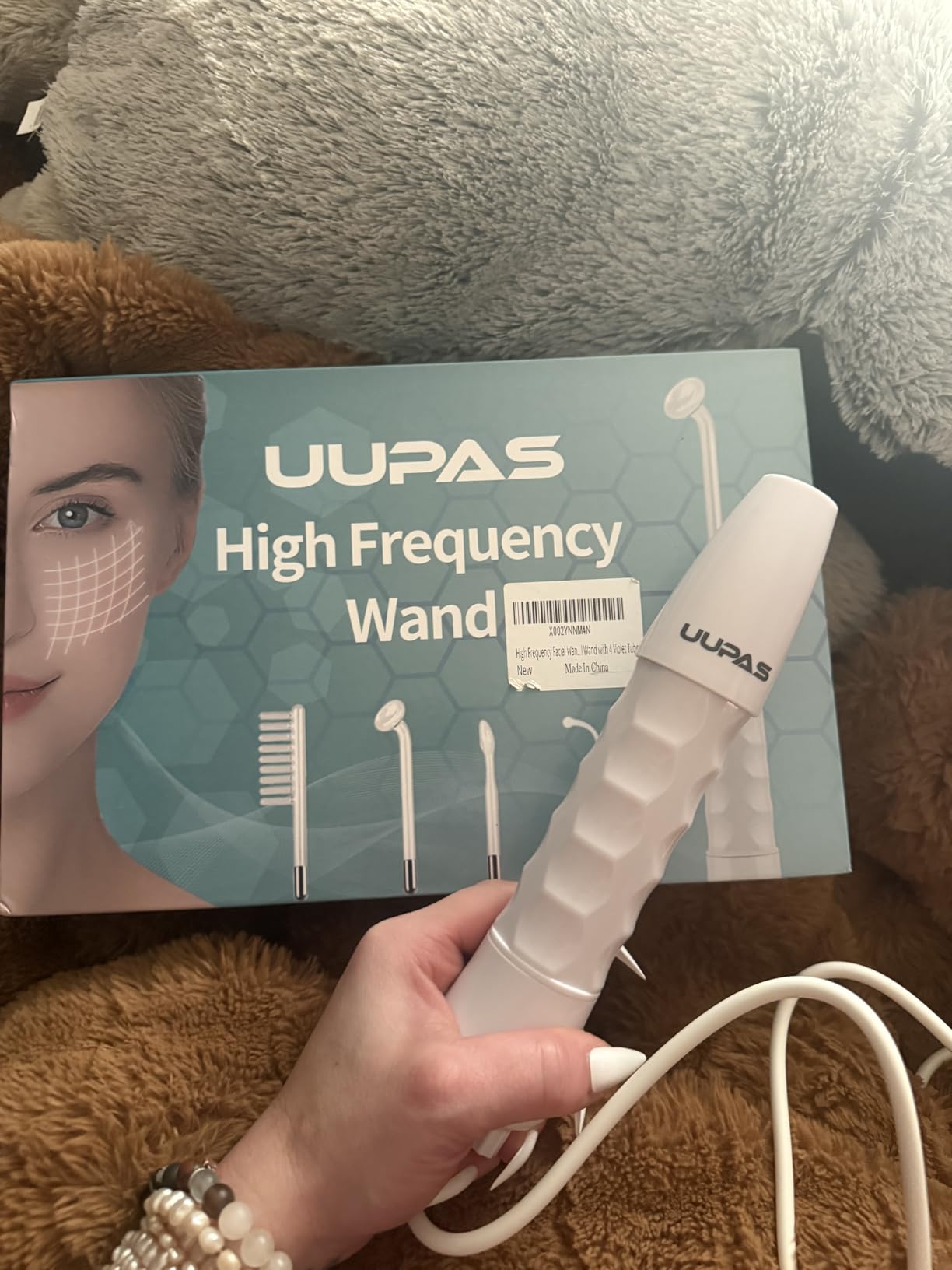 High Frequency Facial Wand-UUPAS Portable Handheld High Frequency Facial Machine Skin Facial Wand with 4 Violet Tubes customer photo 1