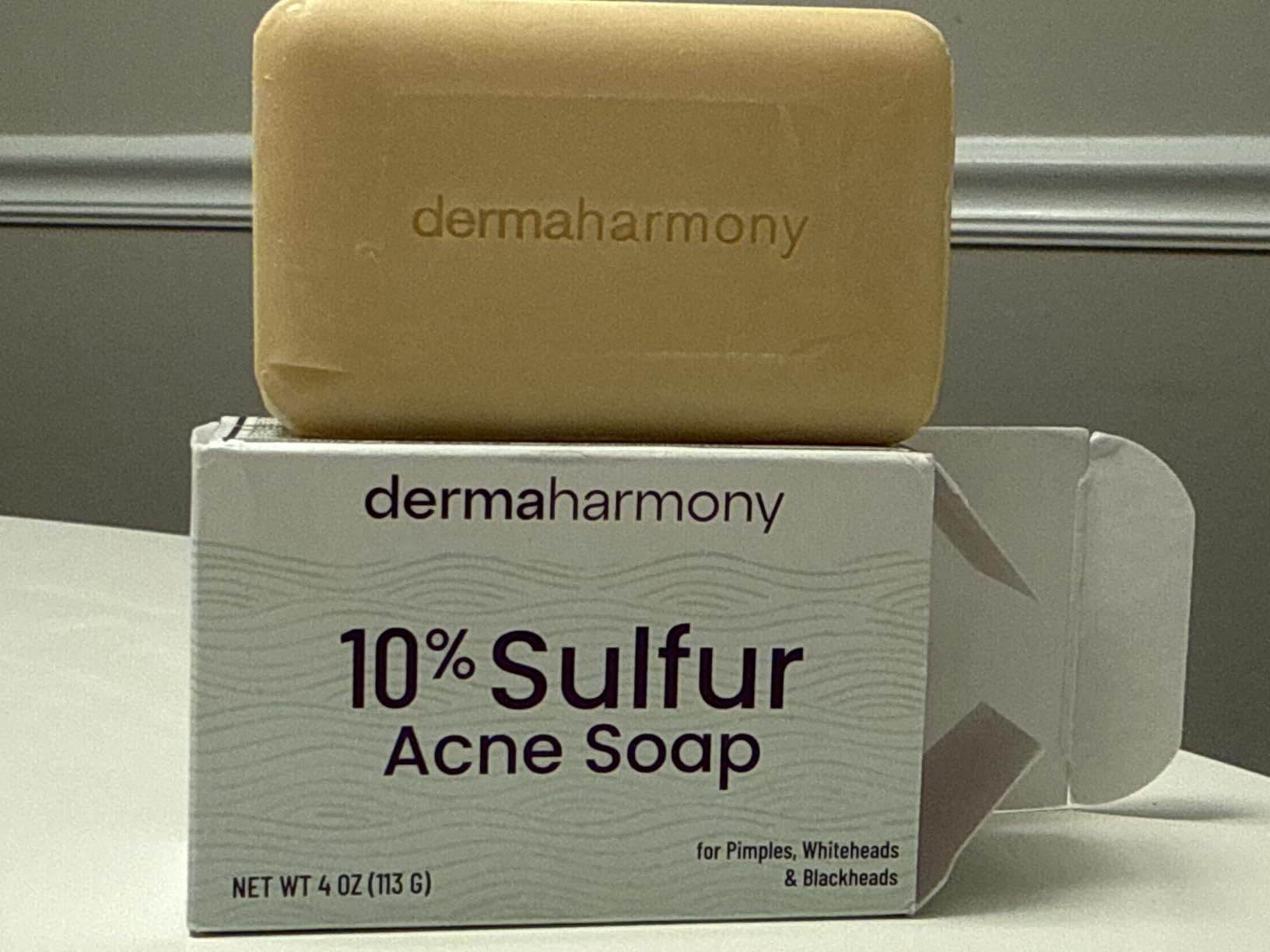 Dermaharmony 10% Sulfur Acne Bar Soap, Acne Treatment Bar for Face & Body, 4 oz - Helps Clear Acne Blemishes, Pimples, Blackheads & Whiteheads - Noncomedogenic, Made in USA customer photo 1