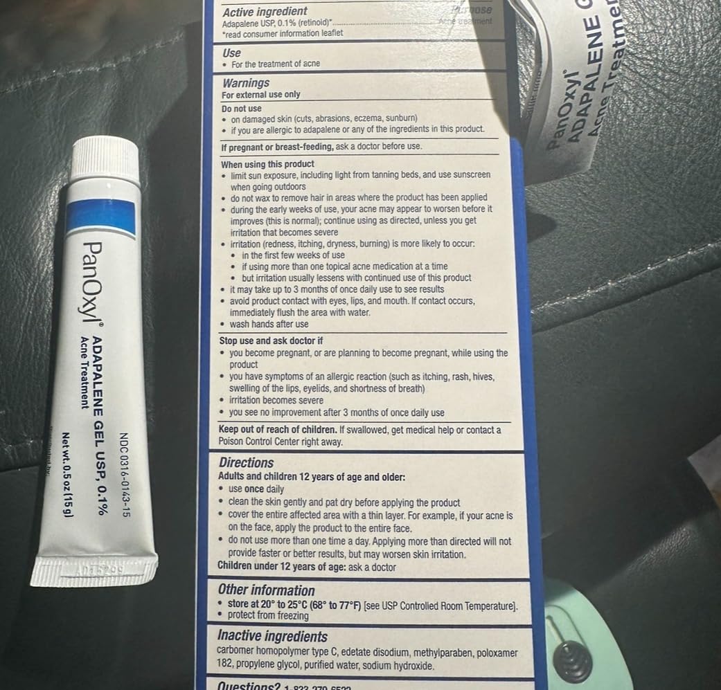 PanOxyl Adapalene 0.1% Leave-On Gel, Retinoid Gel Acne Treatment, 30-Day Supply, Acne Prone Skin, Oil, Fragrance, and Paraben Free, 0.5 oz customer photo 1