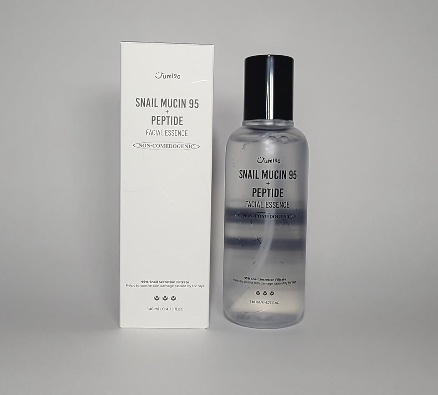 JUMISO Snail Mucin 95% + 5 Peptide Essence, Korean Face Serum, 4.73 fl oz | 95% snail mucin + 5 peptides in one essence: floods skin with moisture, helps firm & plump. Non-comedogenic, fragrance-free. customer photo 1