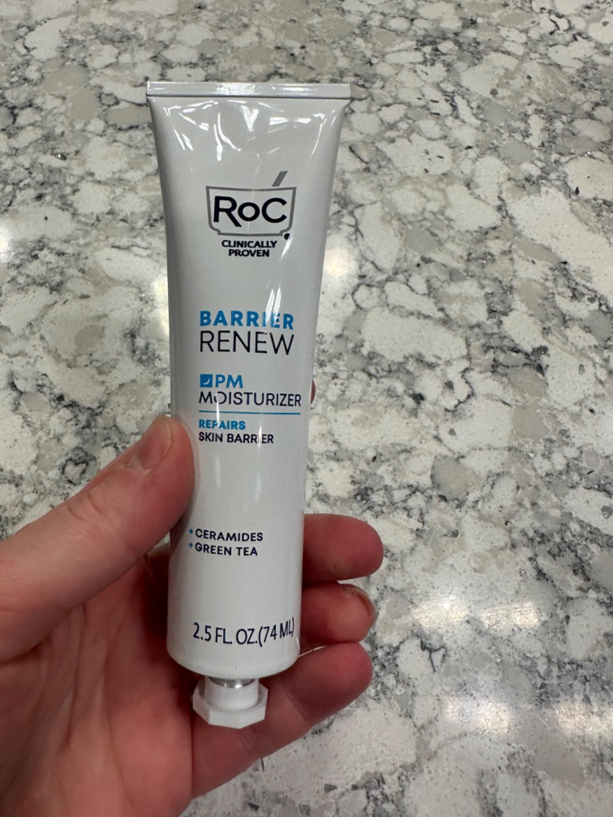 RoC Skin Barrier Renew Night Moisturizer with Ceramides & Peptides, 2.5 oz | Unscented PM face moisturizer with Ceramides & Antioxidant Green Tea and Lipo Peptides with Retinol Eye Cream Packette customer photo 1