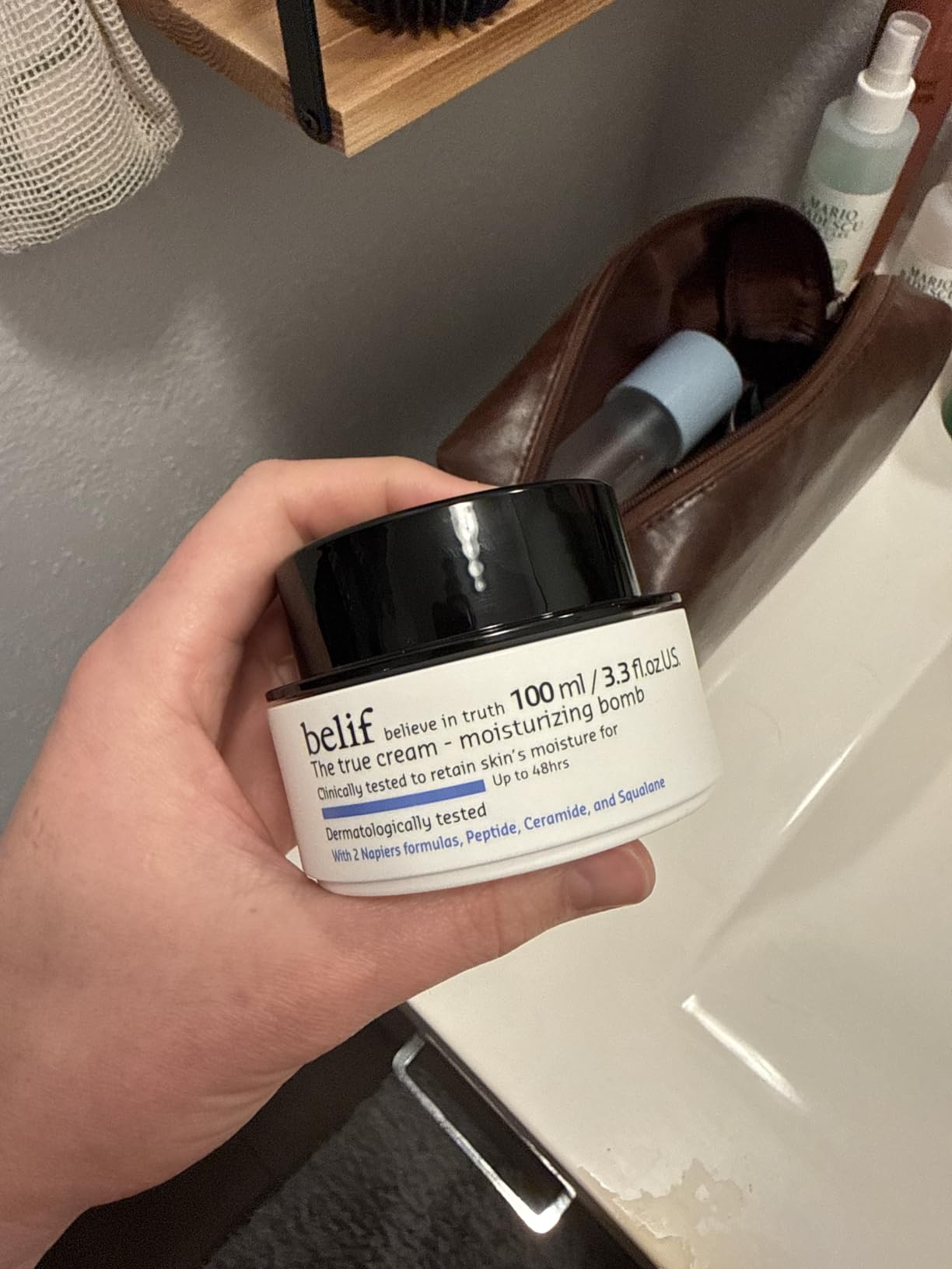 belif Moisturizing Bomb - Daily Ceramide Moisturizer with Peptide & Squalane, 48hr Hydration & Anti-Aging Cream, Milky & Lightweight, Restores Skin Barrier, Korean Skincare, 1.68 fl oz (50ml) customer photo 2
