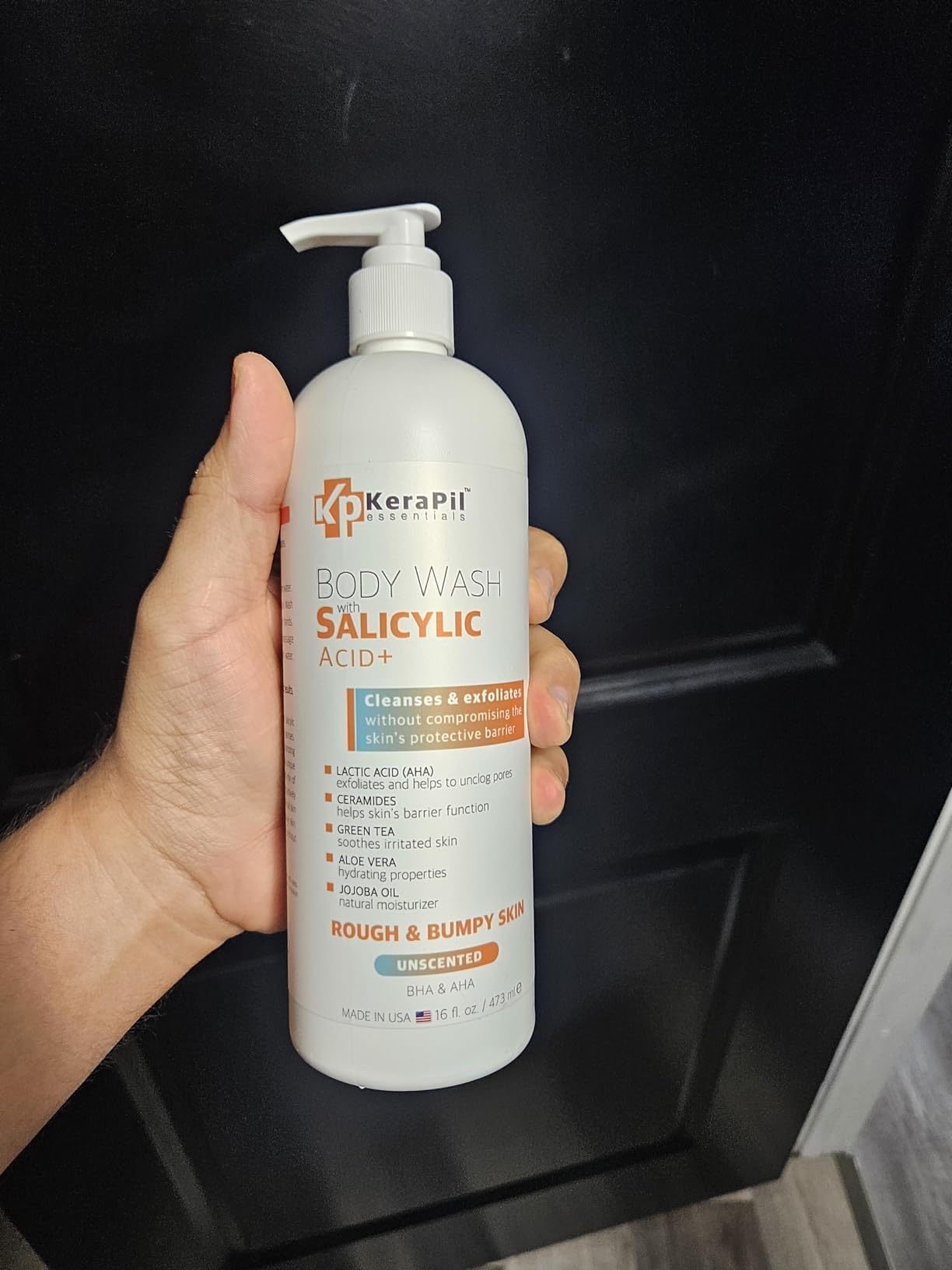 KERAPIL Exfoliating Body Wash with Salicylic Acid, Unscented, 16 fl oz | KP and Acne Treatment, BHA & AHA customer photo 2