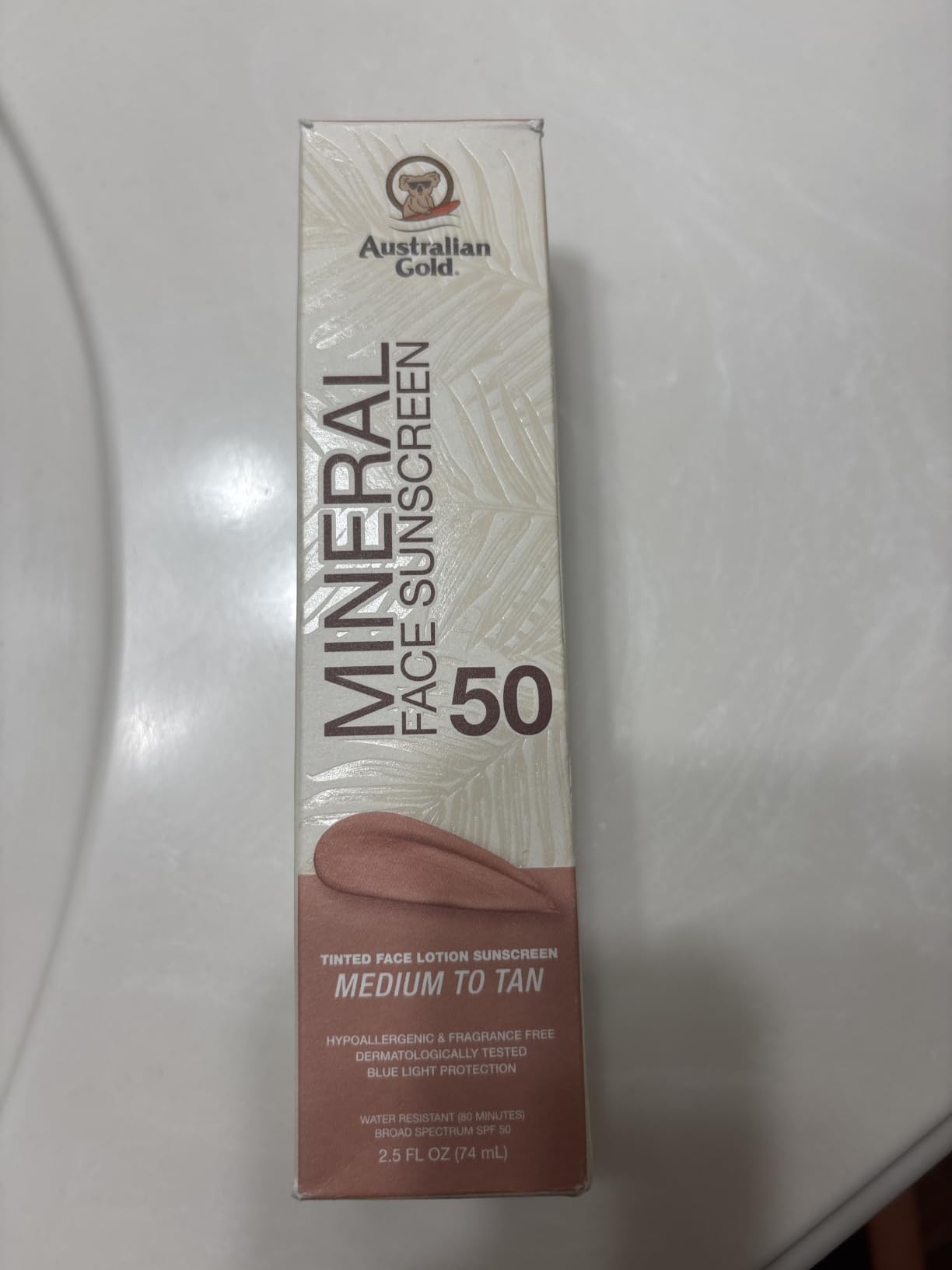 Australian Gold SPF 50 Tinted Mineral Face Sunscreen, Medium-Tan, 2.5 fl oz | Tinted mineral face sunscreen, BB cream finish, buildable coverage, 4% zinc oxide, fragrance free customer photo 2