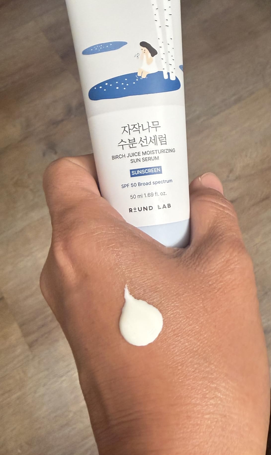 ROUND LAB Birch Juice Moisturizing Sun Serum SPF 50, PDRN Hyaluronic Acid, No White Cast, Korean Skin Care customer photo 1