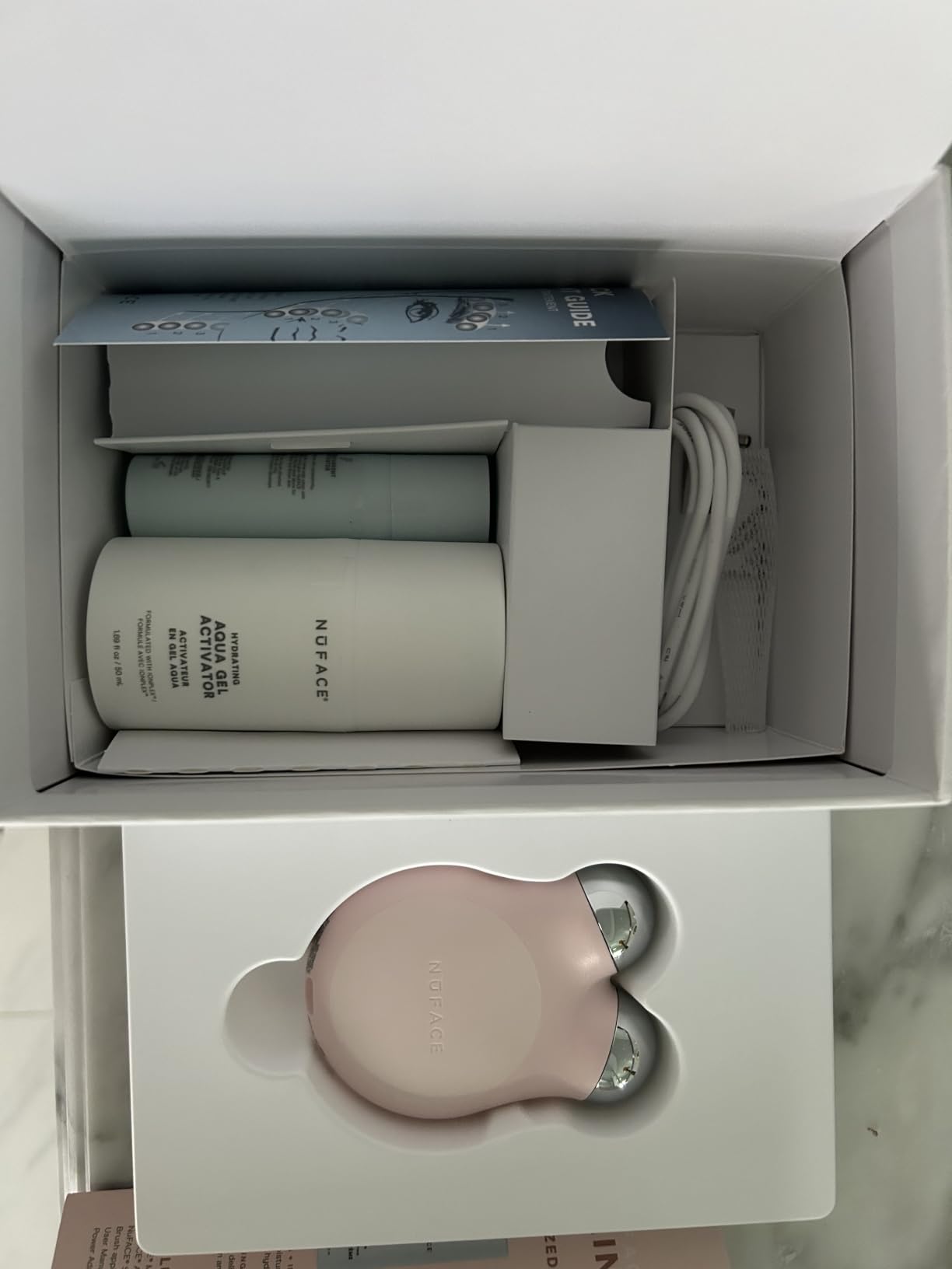 NUFACE MINI+ Facial Sculpting Tool - Microcurrent Face Massager Device for Skin Tightening, Contouring, Depuffing & Toning Cheeks, Neck & Jawline + Lymphatic Drainage & Activator Gel, Sandy Rose customer photo 2
