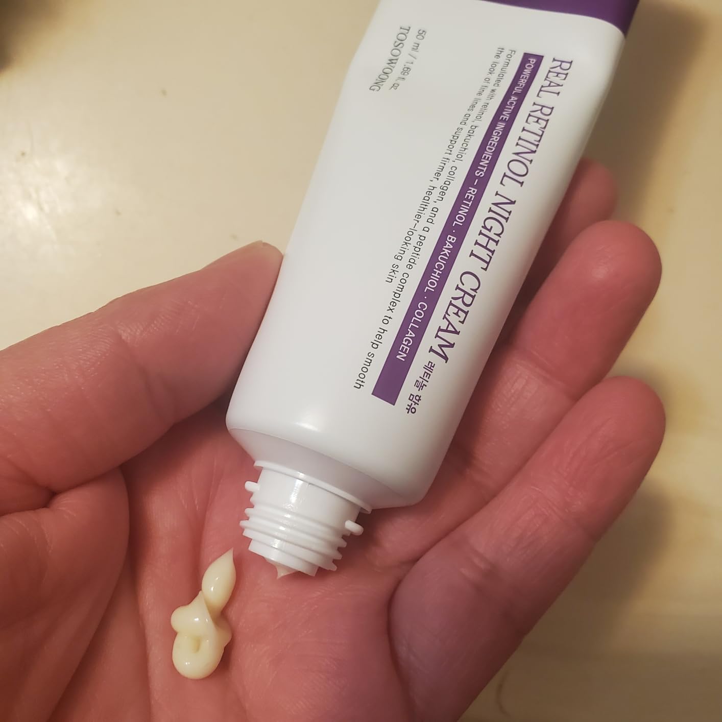TOSOWOONG Real Retinol 0.1% Night Cream, Anti-Aging | 0.1% Retinol + Bakuchiol, Firming, Pore Minimizing, Face & Neck Moisturizer, Korean Skincare customer photo 1